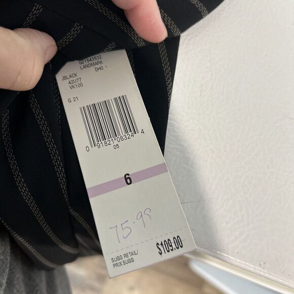 Jones New York Suit Pants Black Pinstriped Lined Poly Blend Size 6 Stretch - Picture 11 of 11